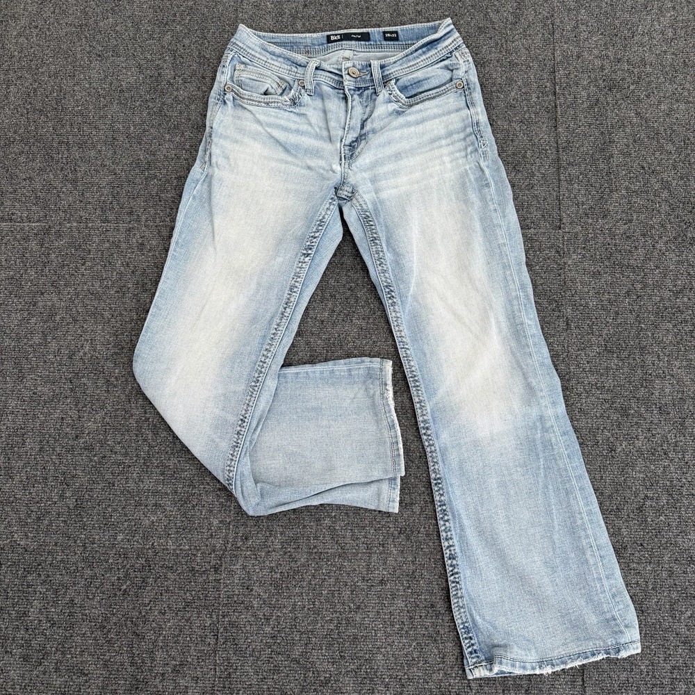 Buckle Jeans Mens 29x32 (Fits 28x28) Blue BKE Fulton Bootcut Denim Whiskers